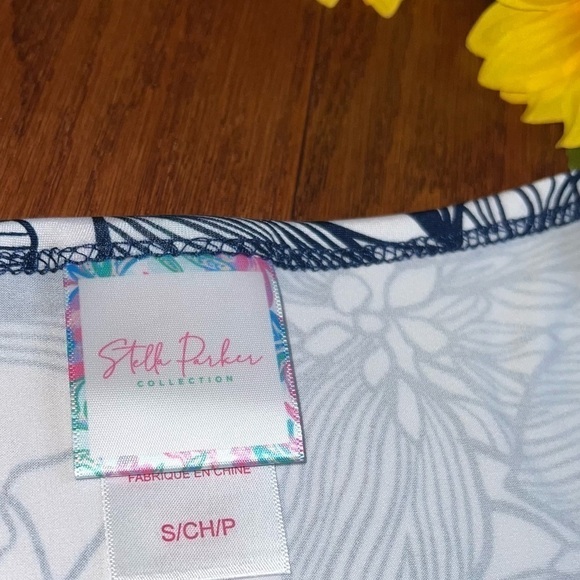 Stella Parker Navy & White Floral Short Sleeve UPF 30+ Sun Protection Dress, NWT - Picture 4 of 14